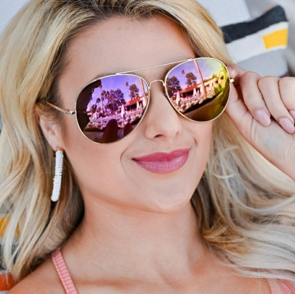 Ray-Ban Gold and Pink Aviator Sunglasses